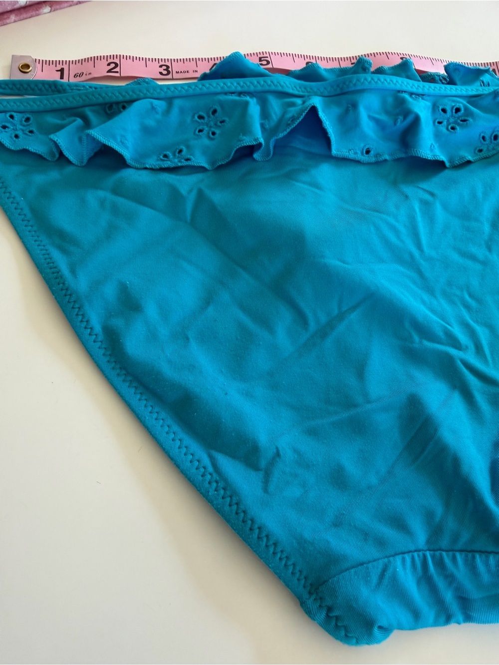 Blue Ruffled Bikini Bottom - Picture 5 of 7